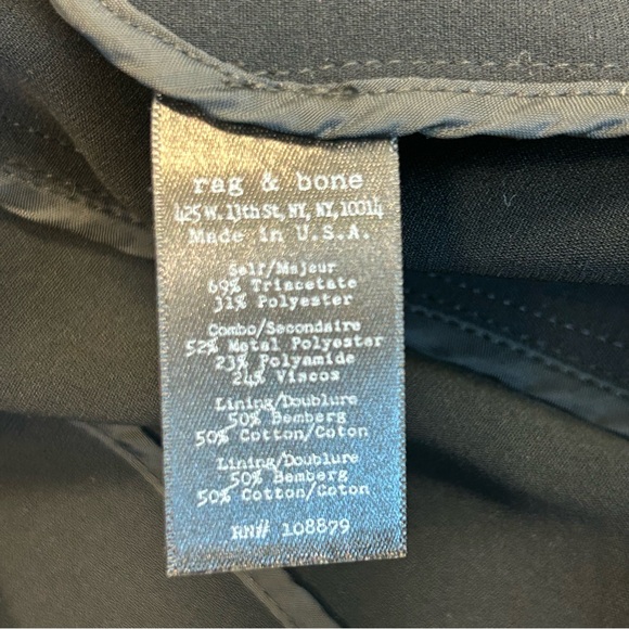 RAG & BONE BLACK/GOLD METALLIC BLAZER SINGLE BREASTED Sz 2 - Picture 15 of 17